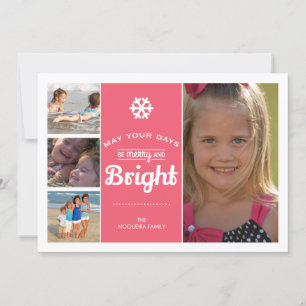 Merry Bright Helgdag Photo jul Collage Rosa Julkort