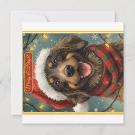 Merry Bright Holiday Dog Flat Card Julkort