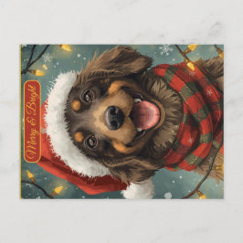 Merry Bright Holiday Dog Postcard Helg Vykort