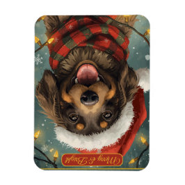 Merry Bright Holiday Dog Postcard Magnet