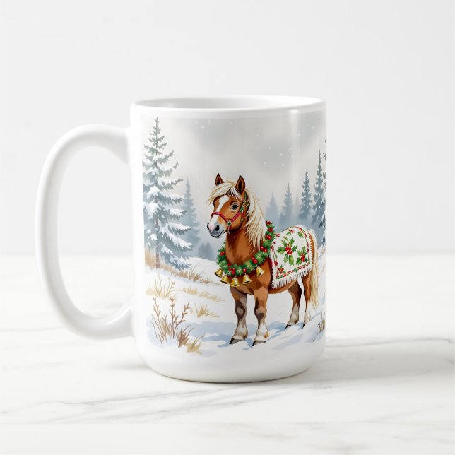 Merry & Bright, Holly Jolly Shetland Pony Christma Kaffemugg (Vänster)