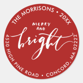 Merry Bright jul Adress kuvert Seal Runt Klistermärke