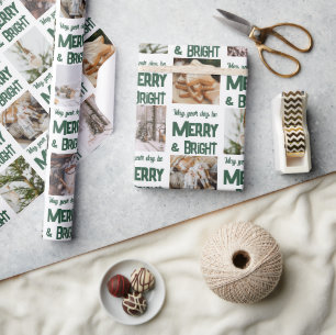 🎄 Merry & Bright Jul 🎁 Anpassningsbar Photo Presentpapper