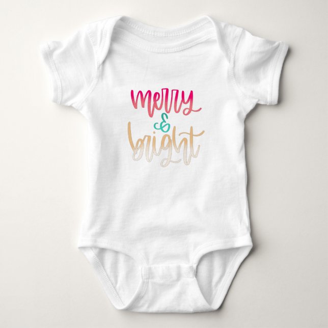 Merry & Bright jul Baby Bodykostym T Shirt (Framsida)