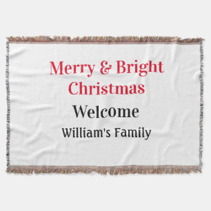 Merry Bright jul - lägg till familj namn välkommen Filt