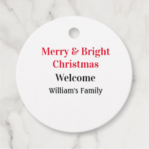 Merry Bright jul - lägg till familj namn välkommen Gåvor Etiketter