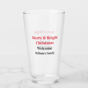 Merry Bright jul - lägg till familj namn välkommen Glaskopp