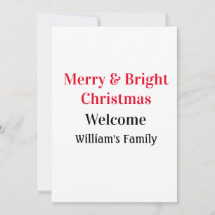 Merry Bright jul - lägg till familj namn välkommen Julkort