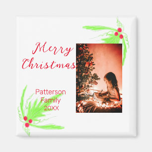Merry Bright jul - lägg till familj namn välkommen Magnet