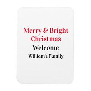 Merry Bright jul - lägg till familj namn välkommen Magnet