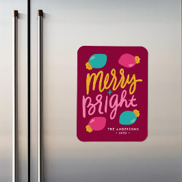 Merry & Bright jul Ljus non-Photo Helgdag Magnet