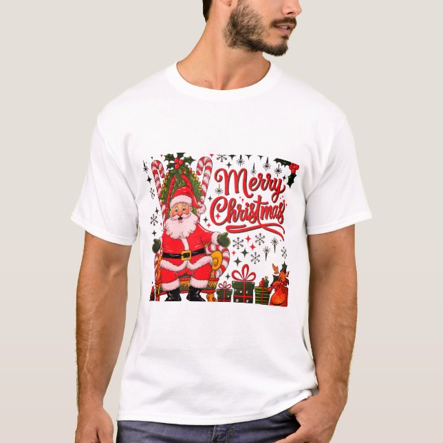 Merry & Bright jul Manar-Shirts T Shirt (Framsida)