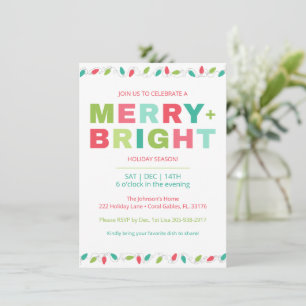 Merry + Bright Jul Party-inbjudan Inbjudningar