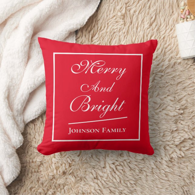 Merry & Bright Jul-Personligen Red White Kudde (Filt)
