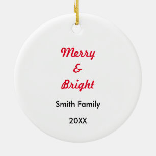 Merry Bright jul Photo Baby Kid Anpassningsbar Cut Julgransprydnad Keramik