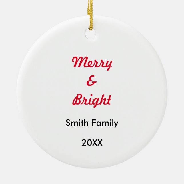 Merry Bright jul Photo Baby Kid Anpassningsbar Cut Julgransprydnad Keramik (Baksidan)