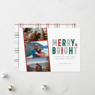 Merry Bright jul Photo Newlyged Couple Julkort