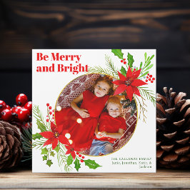 Merry & Bright jul Poinsettia Photo Magnet