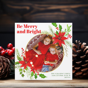 Merry & Bright jul Poinsettia Photo Magnet