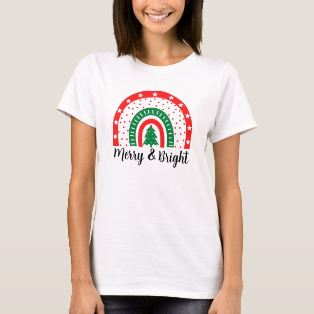 Merry & Bright jul T-Shirt (Framsida)