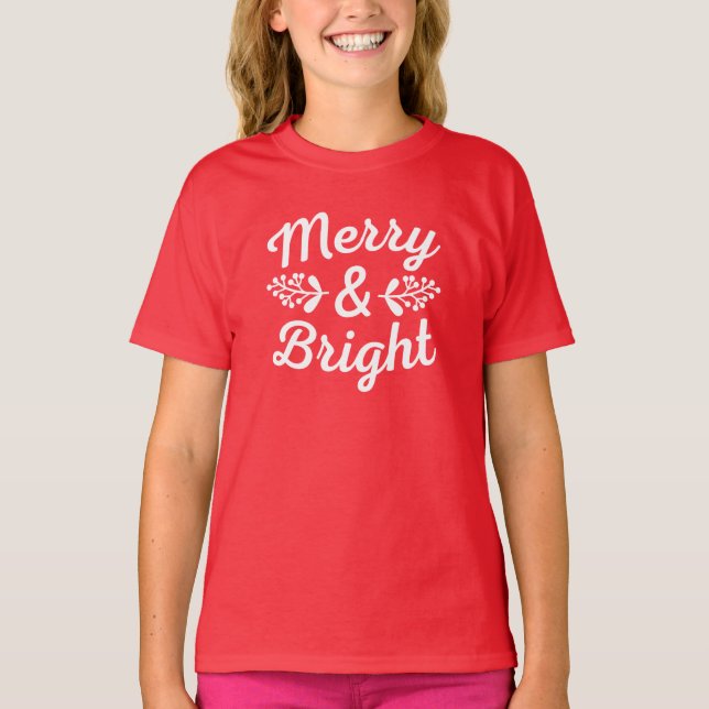 Merry & Bright jul T-Shirt (Framsida)
