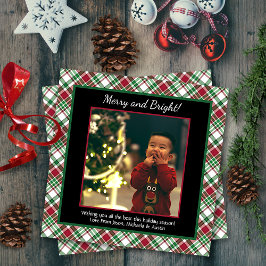 Merry & Bright jul Tartan eller Play Photo Julkort