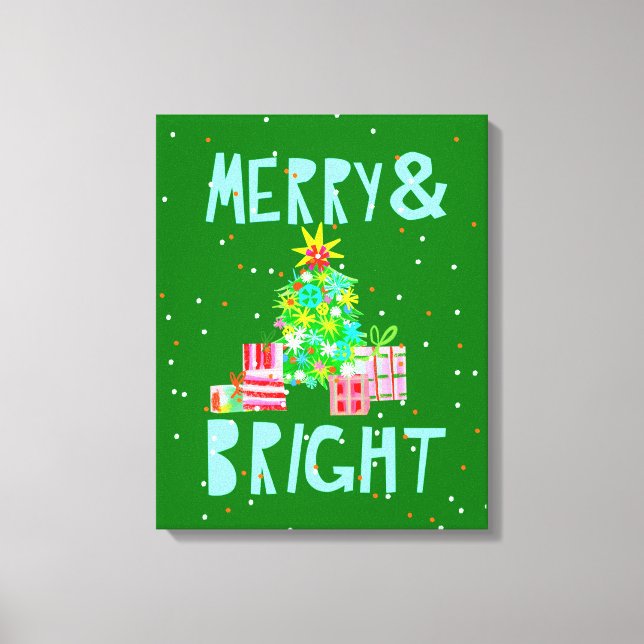 Merry & Bright Julgran Canvastryck (Framsida)