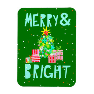 Merry & Bright Julgran Magnet