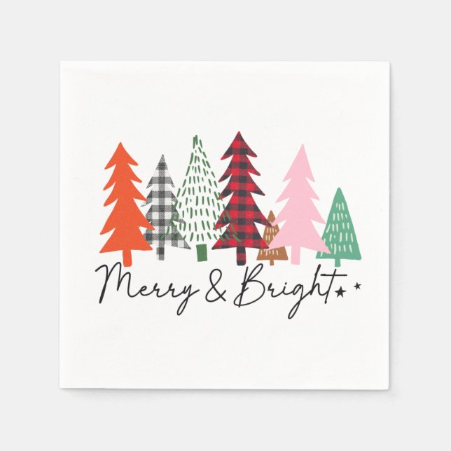 Merry & Bright Julgranar Napkins Pappersservett (Framsidan)