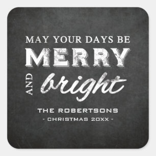 Merry & Bright - julklappskartong Fyrkantigt Klistermärke