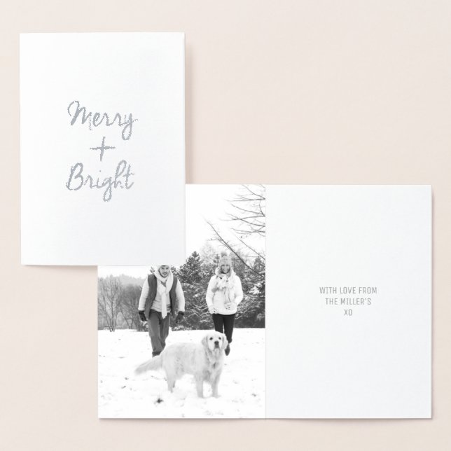 Merry + Bright-julkort | Real Silver Foil Folierat Kort (Display)