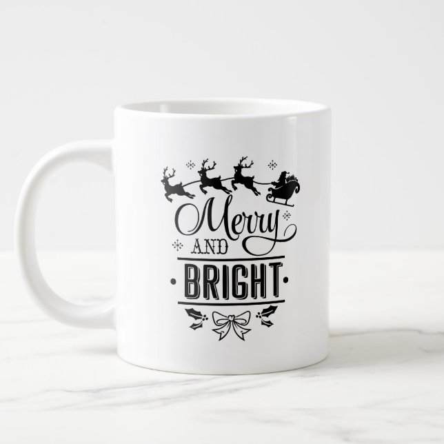 Merry & Bright /juloffert/Personlig mugg Jumbo Mugg (Vänster)