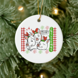 Merry bright Land grisar Helgdag Ceramic Ornamic Julgransprydnad Keramik