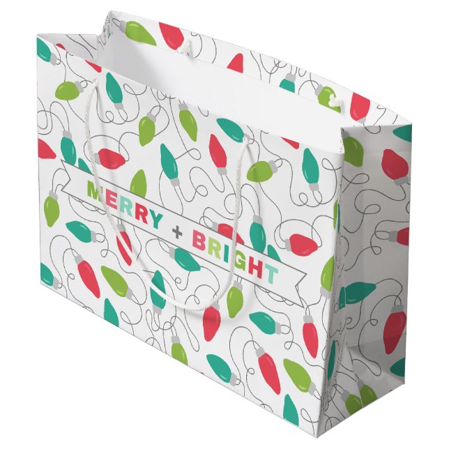 Merry + Bright Ljus Gift Bag (Baksidan Vinklad)