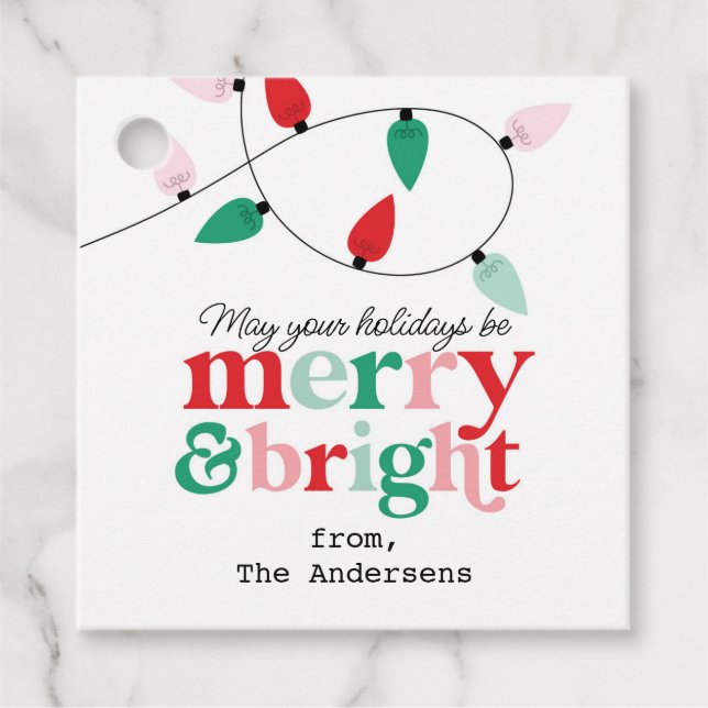Merry Bright Ljus Sticker Gåvor Etiketter (Framsida)