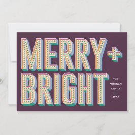 Merry + Bright Marquee Helgdag Card - Lila Julkort
