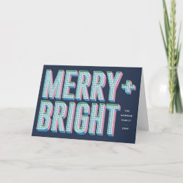 Merry + Bright Marquet Greeting Card - Blue Inbjudan