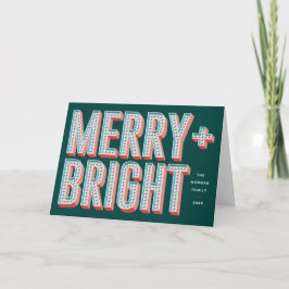 Merry + Bright Marquet Greeting Card - Grönt Inbjudan