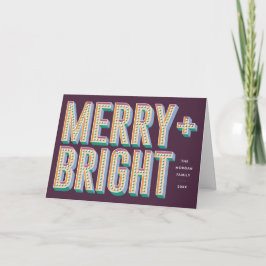Merry + Bright Marquet Greeting Card - Lila Inbjudan