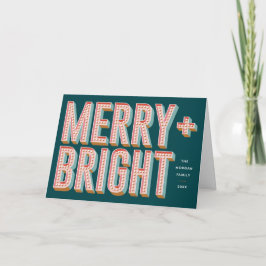 Merry + Bright Marquet Greeting Card - Teal Inbjudan