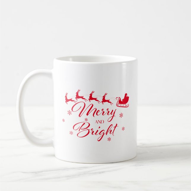 Merry & Bright med Santa & Sleigh Coffee Mugg (Vänster)