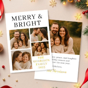 Merry & Bright Minimal Luxury Photo Helgdag Card Inbjudningar