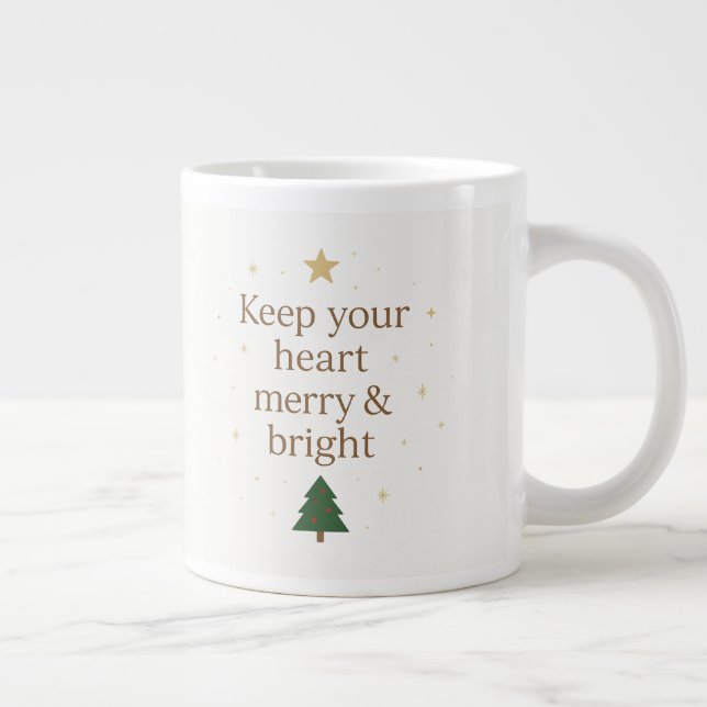 Merry & Bright | Minimalist Christmas Quote mug Jumbo Mugg (Höger)