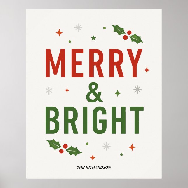 Merry & Bright | Minimalist Christmas Quote Script Poster (Framsidan)