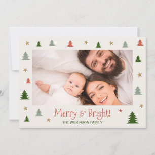 Merry Bright Modern Family Photo Scandi jul Julkort