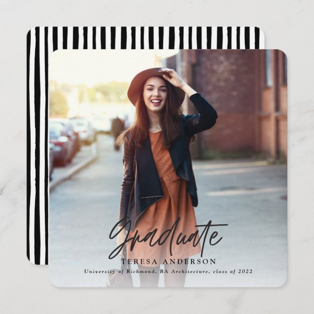 Merry & Bright modern foto student Julkort (Fram/baksida)