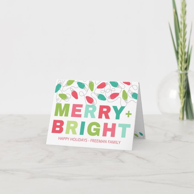 Merry + Bright Modern Helgdag Card Anteckningskort (Framsida)