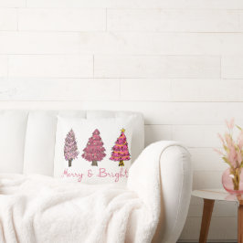 Merry & Bright Modern Rosa Julgran Boho Kudde