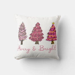Merry & Bright Modern Rosa Julgran Boho Kudde