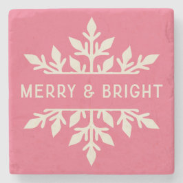 Merry & Bright Modern Typography Snowflake Stenunderlägg